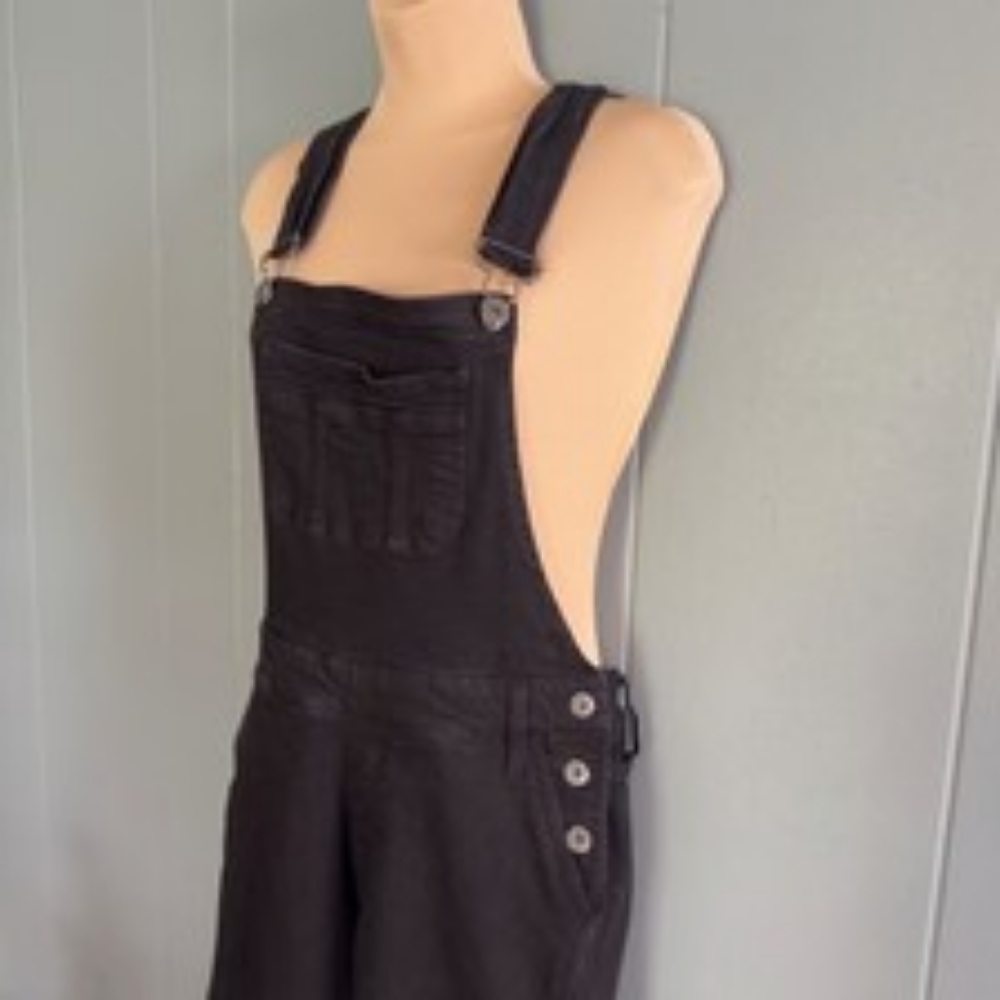 S2 Boutique Denim Carpenter Retro 90s Grunge Punk Black Overalls L